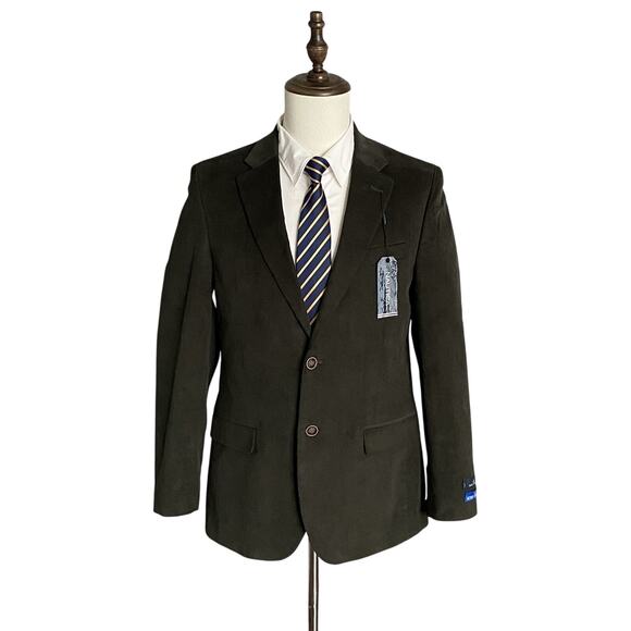 Nautica Sport Coat Men's 38 Regular Corduroy Modern Fit Stretch Dark Olive NEW